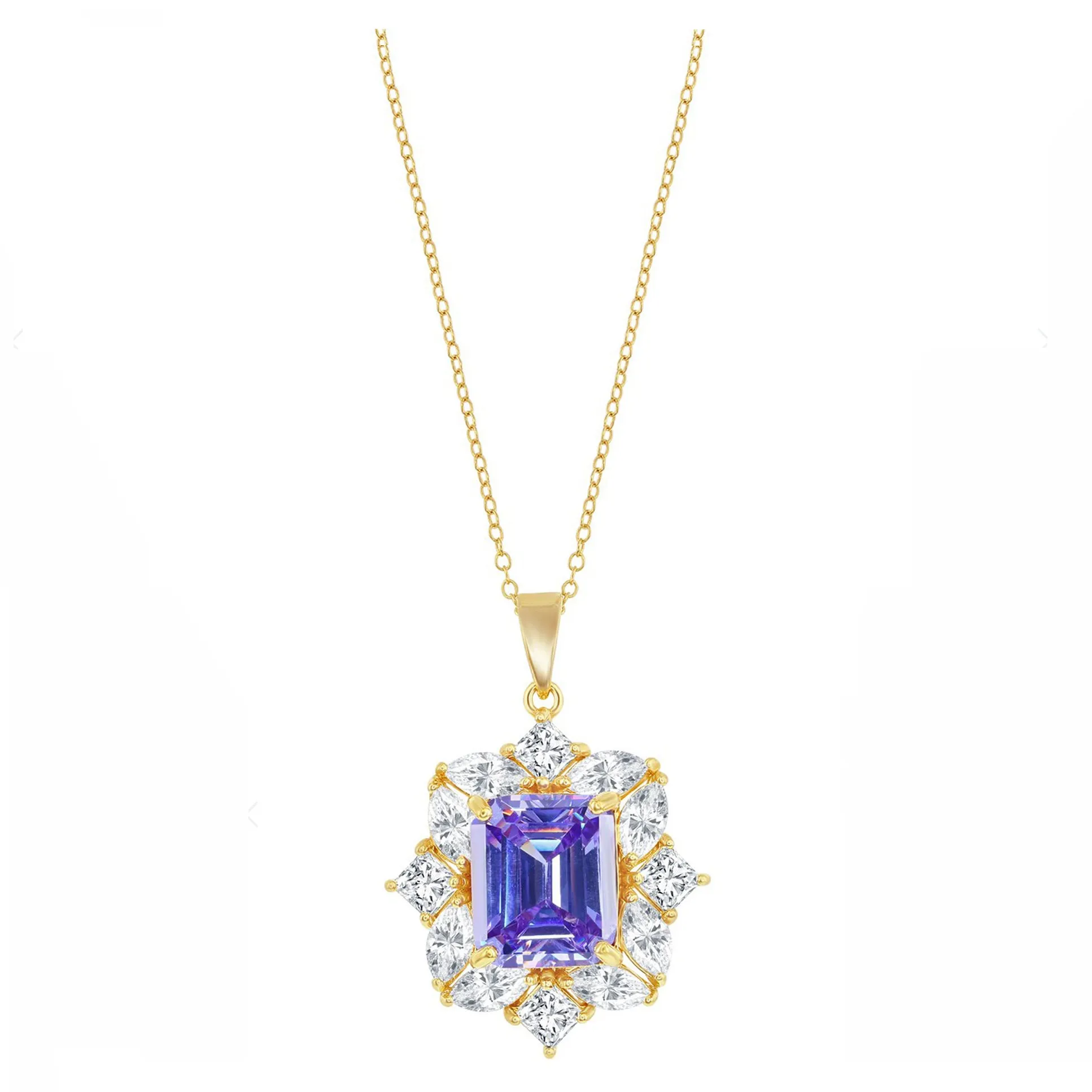 Asscher Lavender Sparkle Drop Necklace