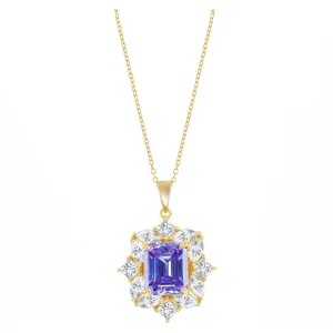 Asscher Lavender Sparkle Drop Necklace