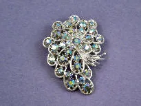 Atomic Vintage Brooch Pin Blue AB Rhinestones Signed ART