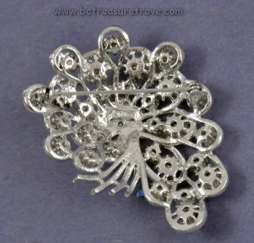 Atomic Vintage Brooch Pin Blue AB Rhinestones Signed ART