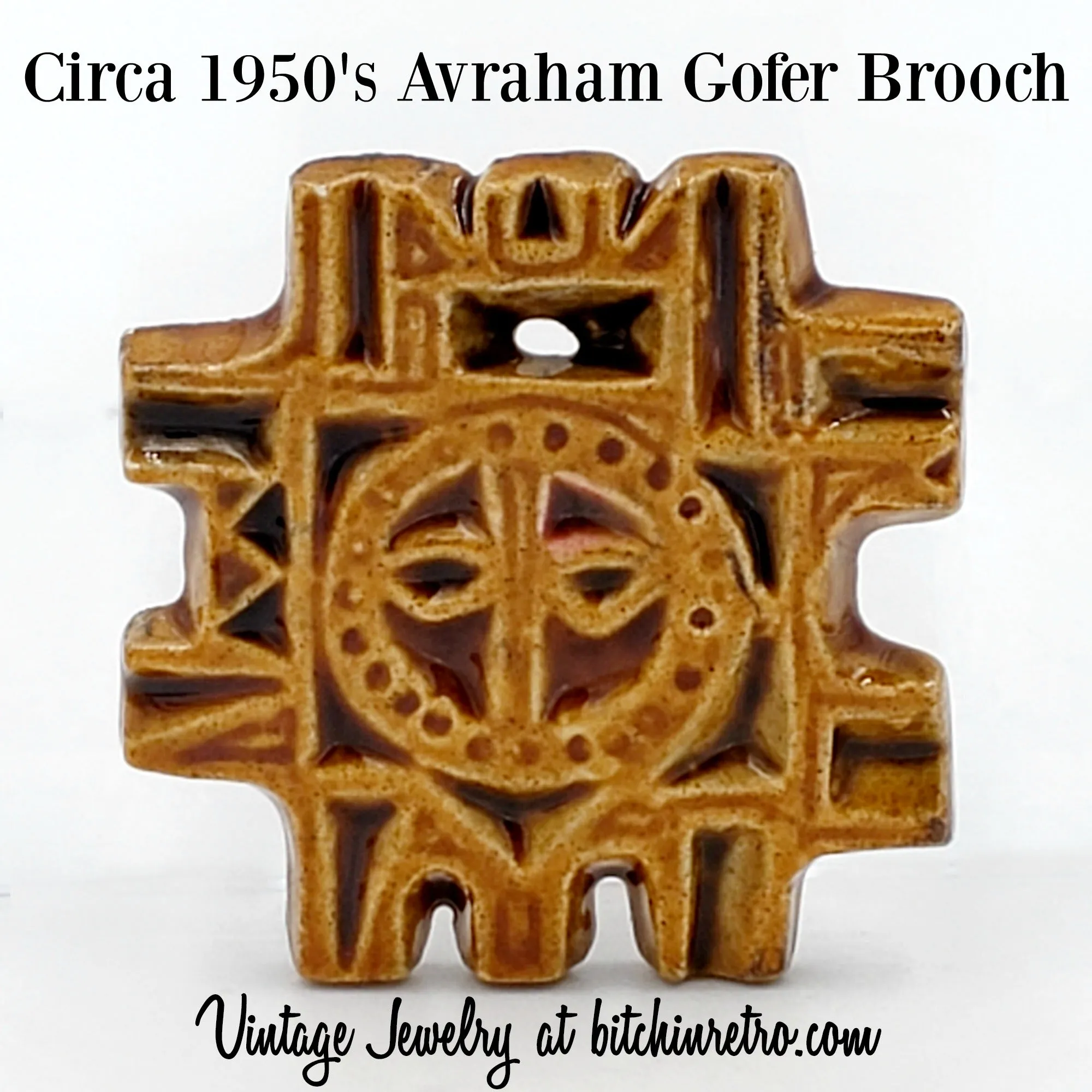 Avraham Gofer of Israel Ceramic Brooch and Pendant Circa 1950's