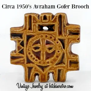 Avraham Gofer of Israel Ceramic Brooch and Pendant Circa 1950's