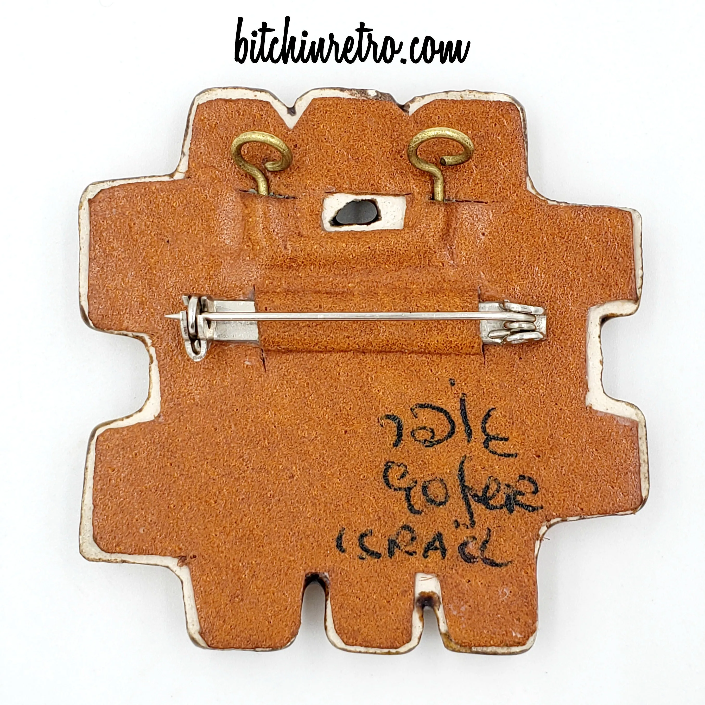 Avraham Gofer of Israel Ceramic Brooch and Pendant Circa 1950's
