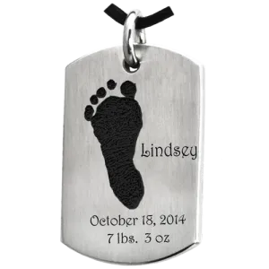 Baby Footprint on Dog Tag Flat Charm