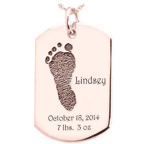 Baby Footprint on Dog Tag Flat Charm