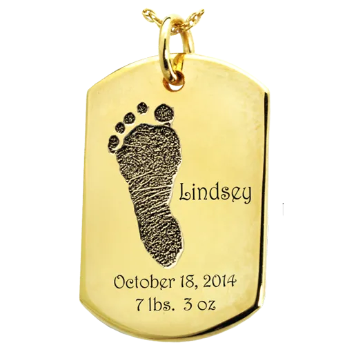 Baby Footprint on Dog Tag Flat Charm