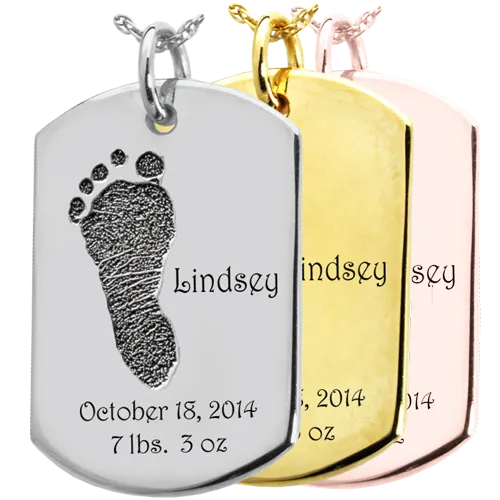 Baby Footprint on Dog Tag Flat Charm