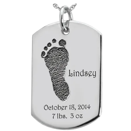 Baby Footprint on Dog Tag Flat Charm