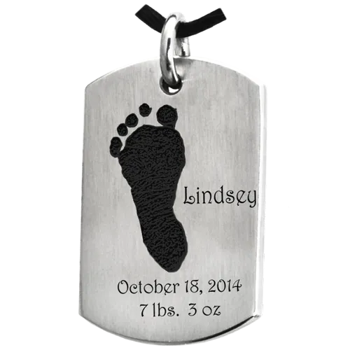 Baby Footprint on Dog Tag Flat Charm
