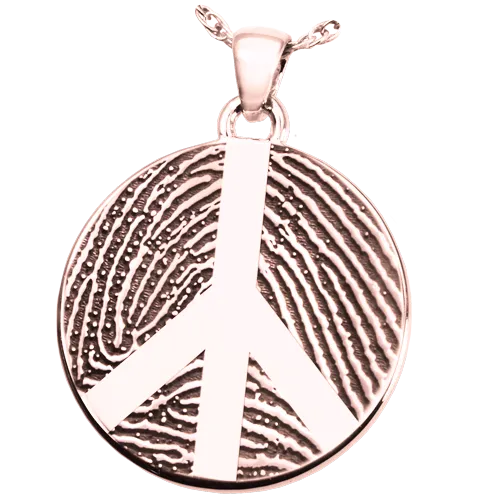 B&B Round Fingerprint Peace Sign Pendant