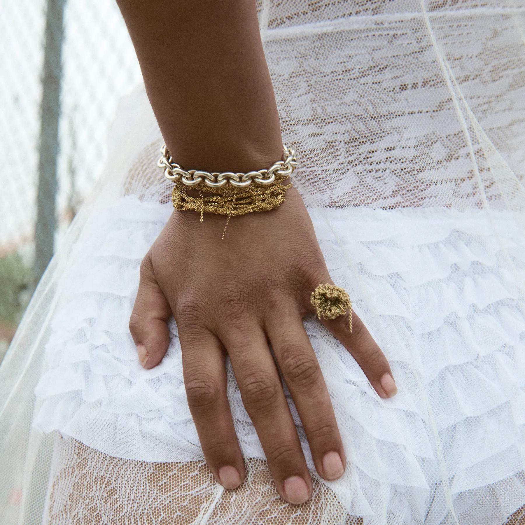Bare Frame Bracelet in Faded Silver