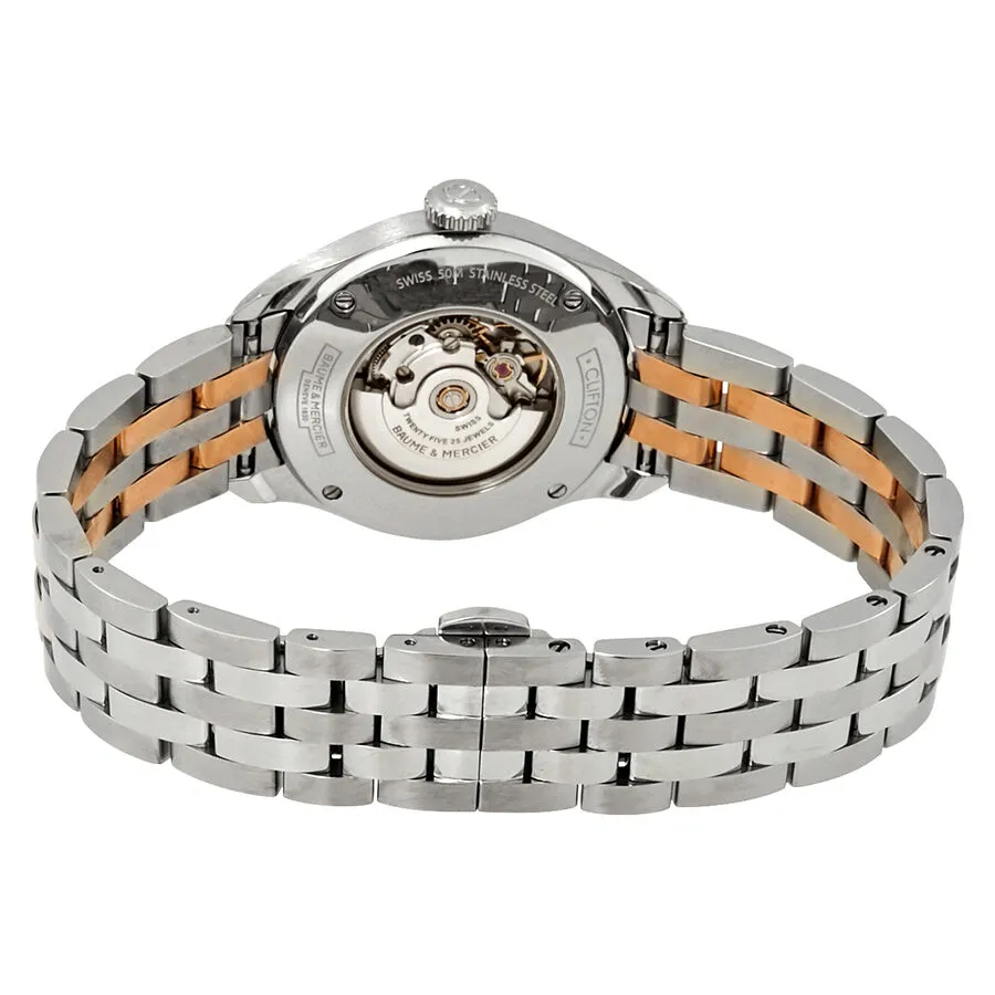 Baume et Mercier Clifton Automatic Gold Dial Ladies Steel and 18k Rose Gold Watch M0 A10351