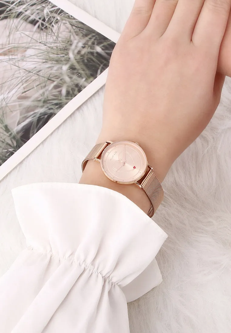 Be My Love  Rose Gold Mesh Analogue Watch  (Salmon)
