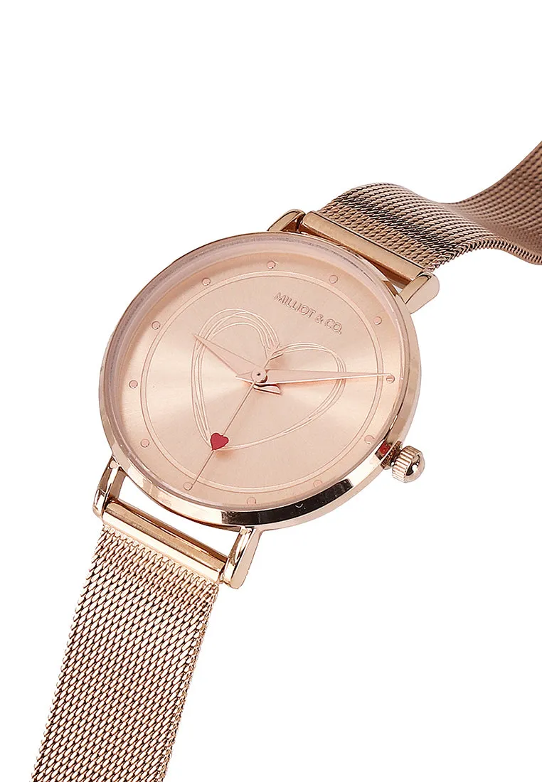 Be My Love  Rose Gold Mesh Analogue Watch  (Salmon)