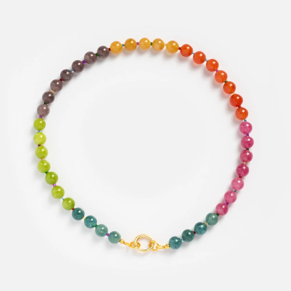 Beaded Gemstone Charm Holder Necklace