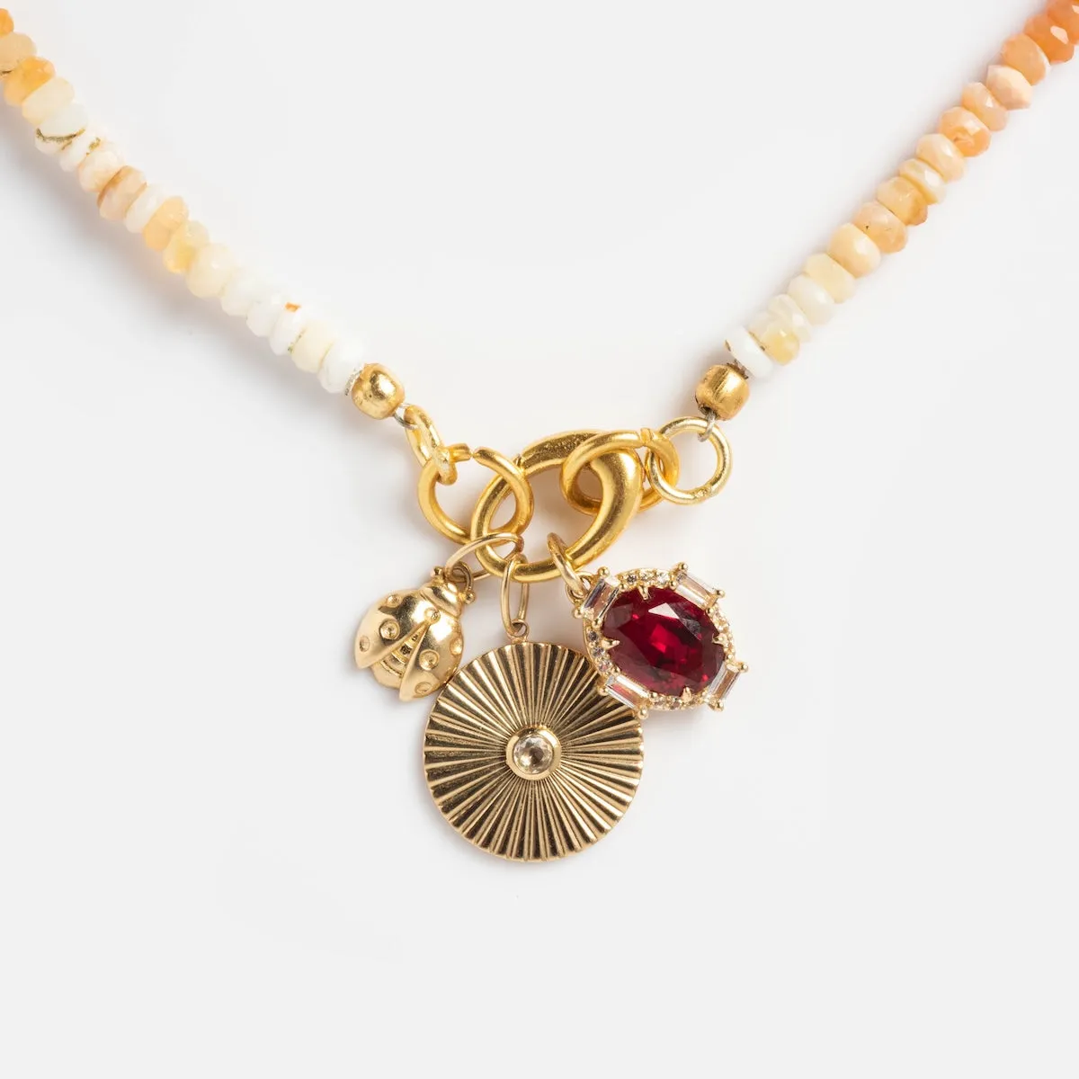 Beaded Gemstone Charm Holder Necklace