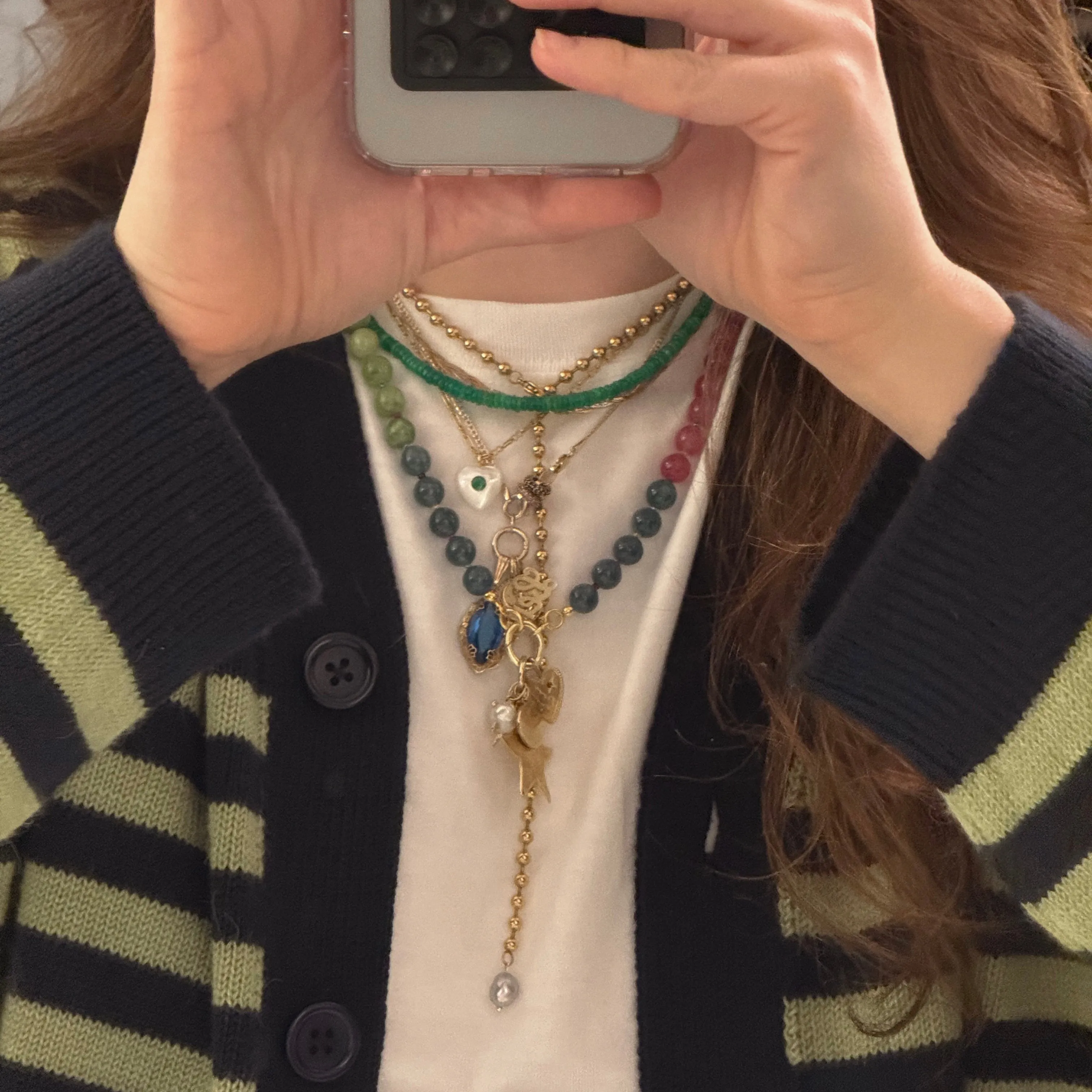 Beaded Gemstone Charm Holder Necklace