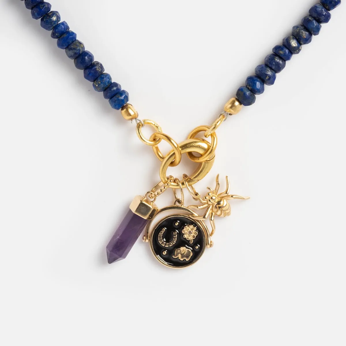 Beaded Gemstone Charm Holder Necklace
