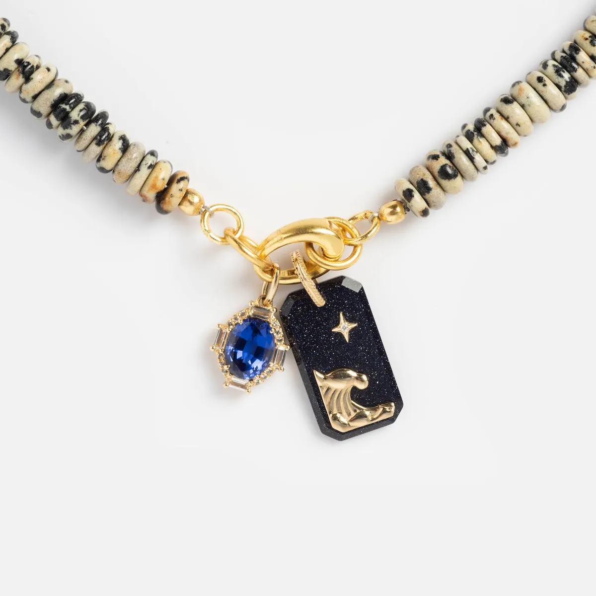 Beaded Gemstone Charm Holder Necklace