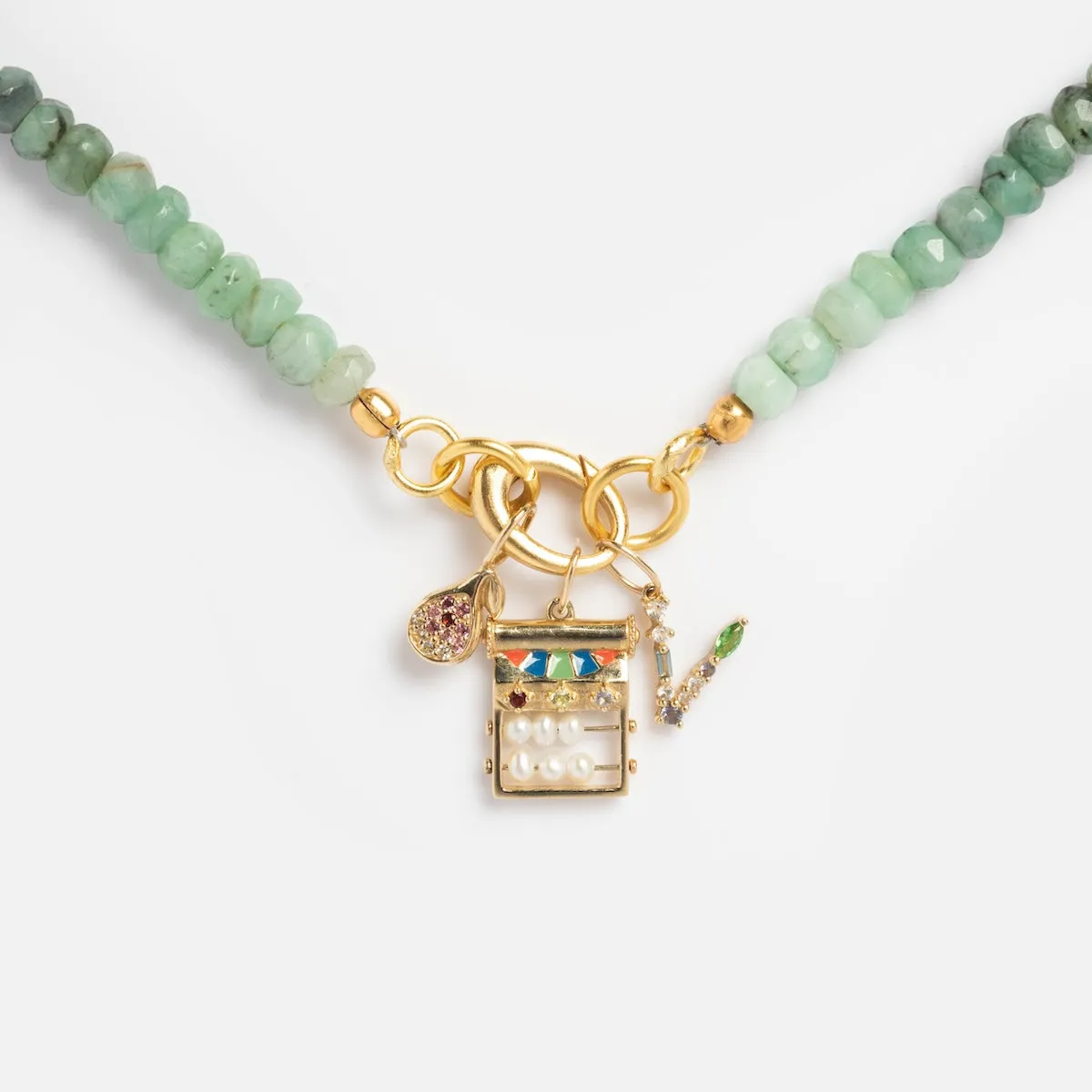 Beaded Gemstone Charm Holder Necklace