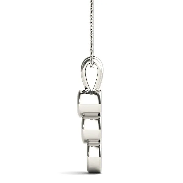 Bezel Set 0.50 ctw Round Diamond Three Stone Necklace Pendant