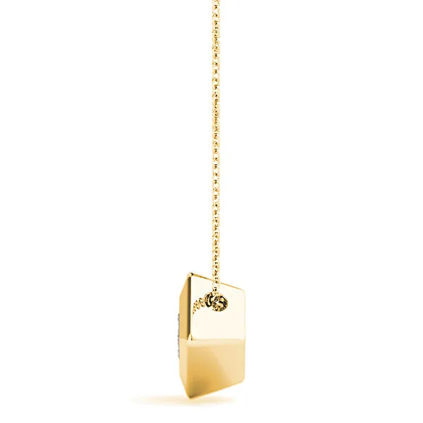 Bezel Set Princess Cut Diamond Solitaire Necklace Pendant