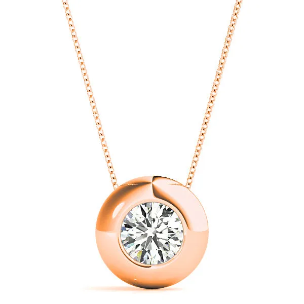 Bezel Set Round Diamond Solitaire Necklace Pendant