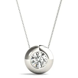 Bezel Set Round Diamond Solitaire Necklace Pendant