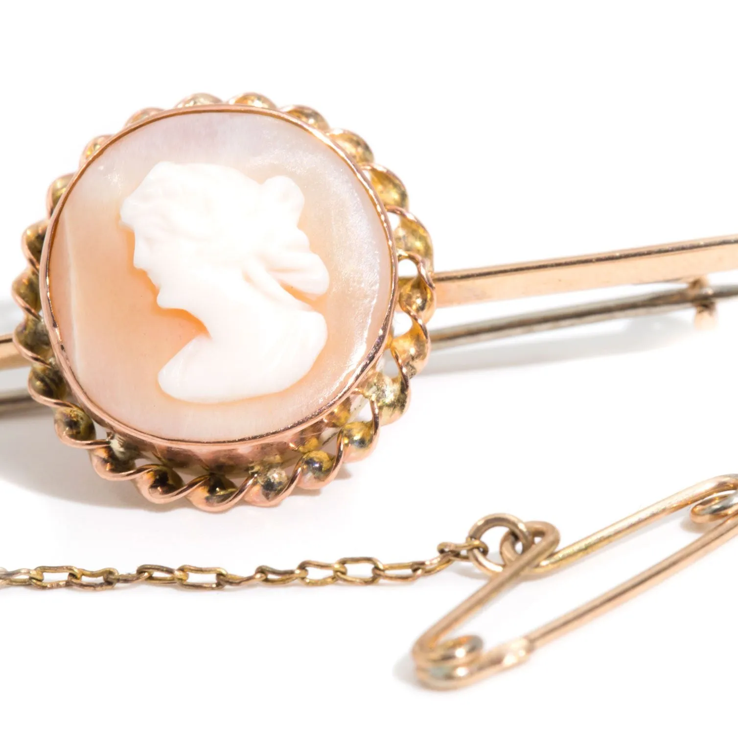 Bianca Antique Victorian Era 12ct Gold Shell Cameo Brooch