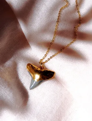 Black Gold Dipped Shark Tooth Necklace - Mano Niho Kahi Black