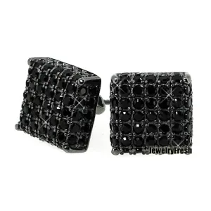 Blacked Out Large Cube Earrings With Lab Made Stones