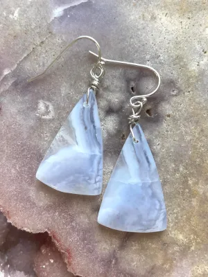 Blue Lace Agate Statement Earrings Sterling Silver