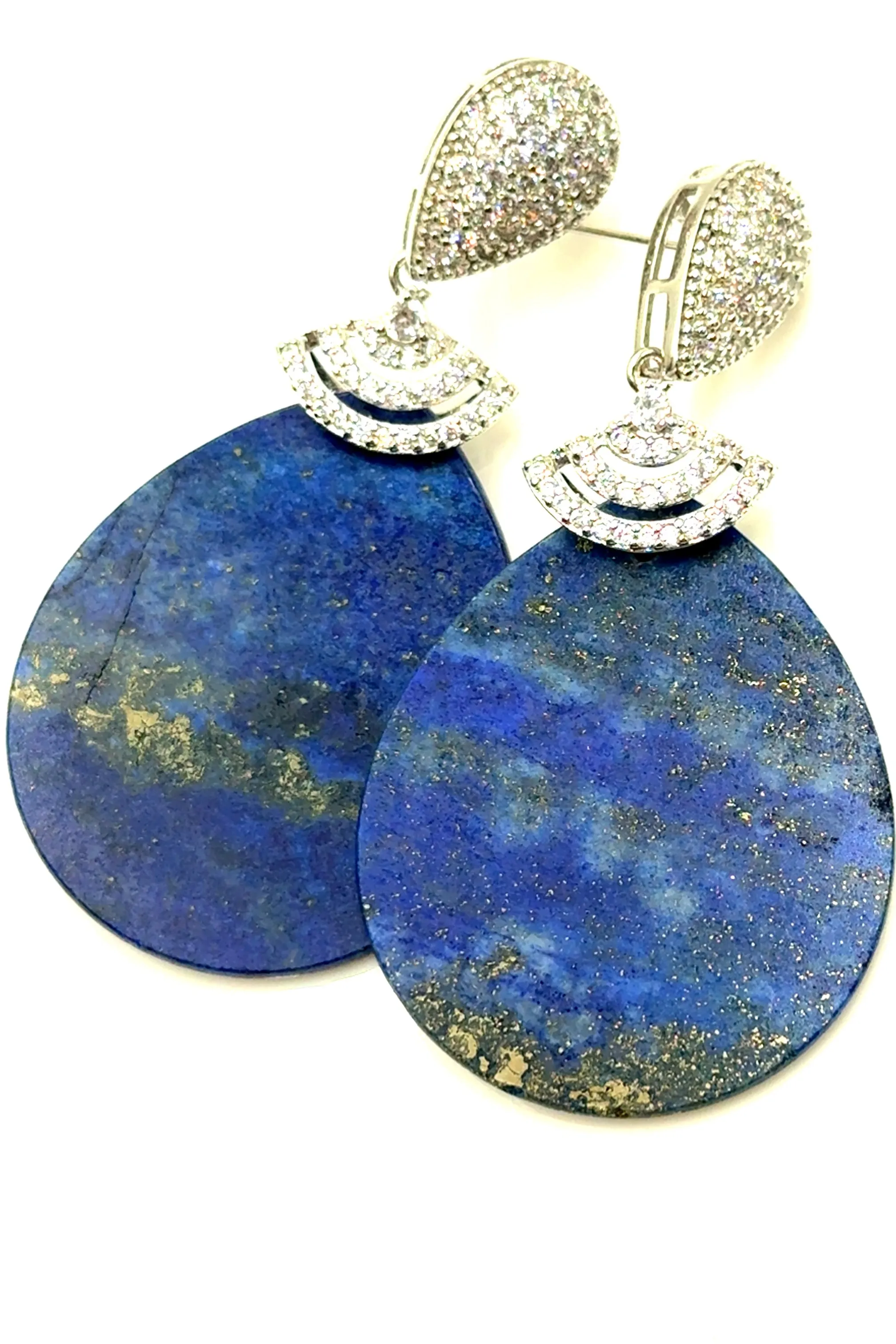 Blue Lapis Cubic Crystal Drop Earring