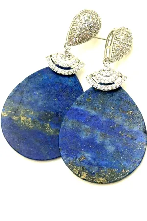 Blue Lapis Cubic Crystal Drop Earring