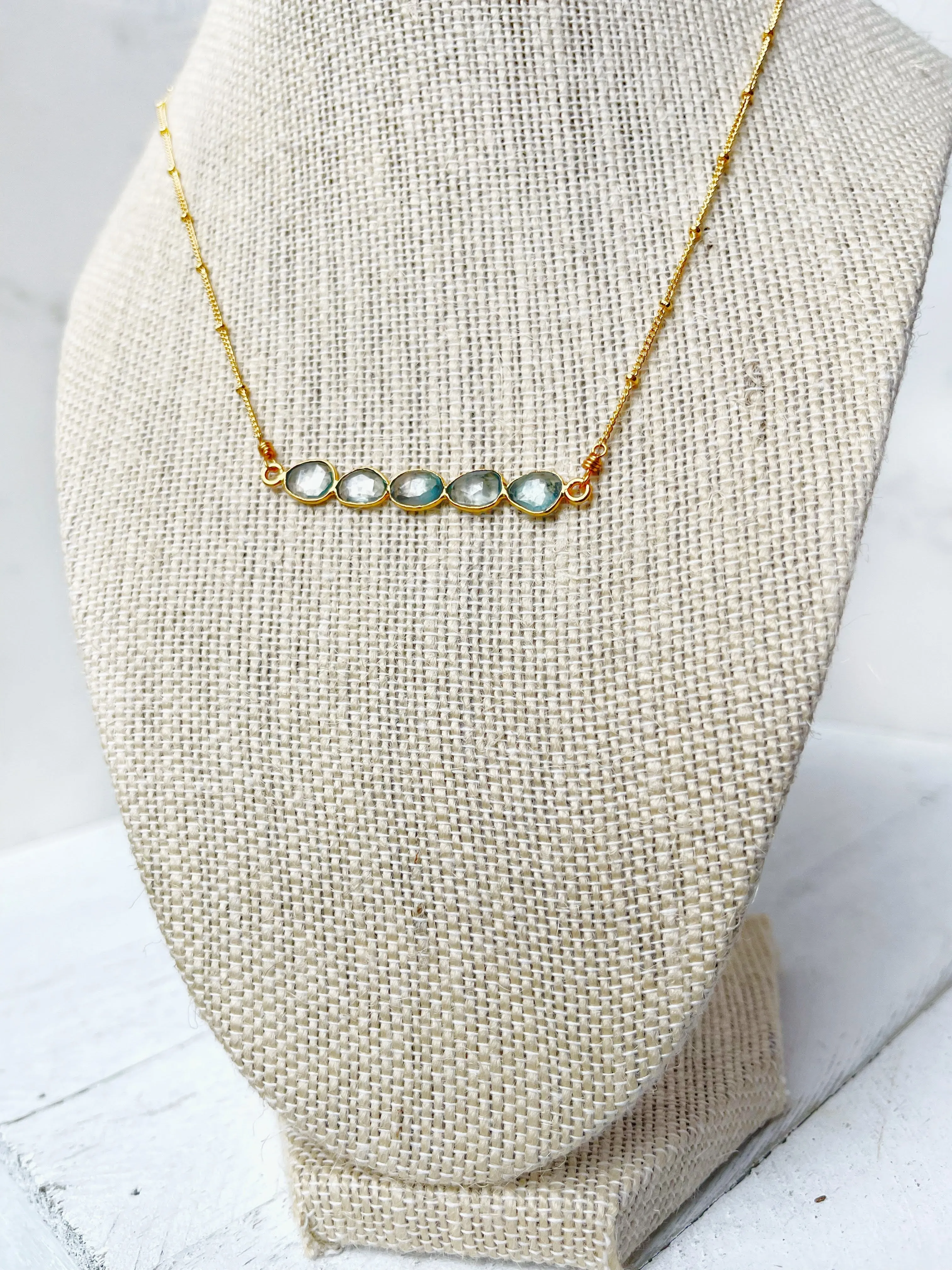 Blue Zircon Gemstone Necklace