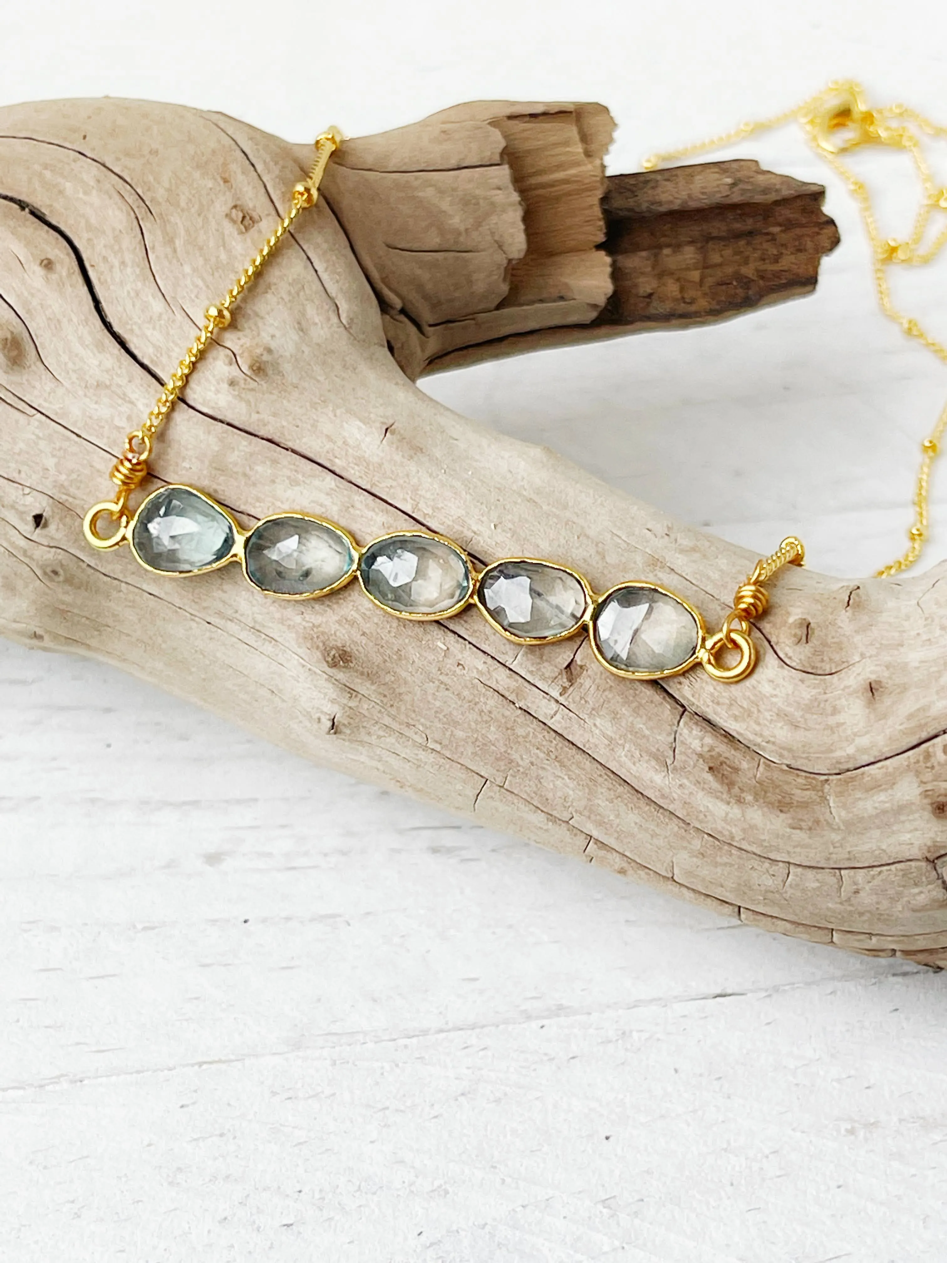 Blue Zircon Gemstone Necklace