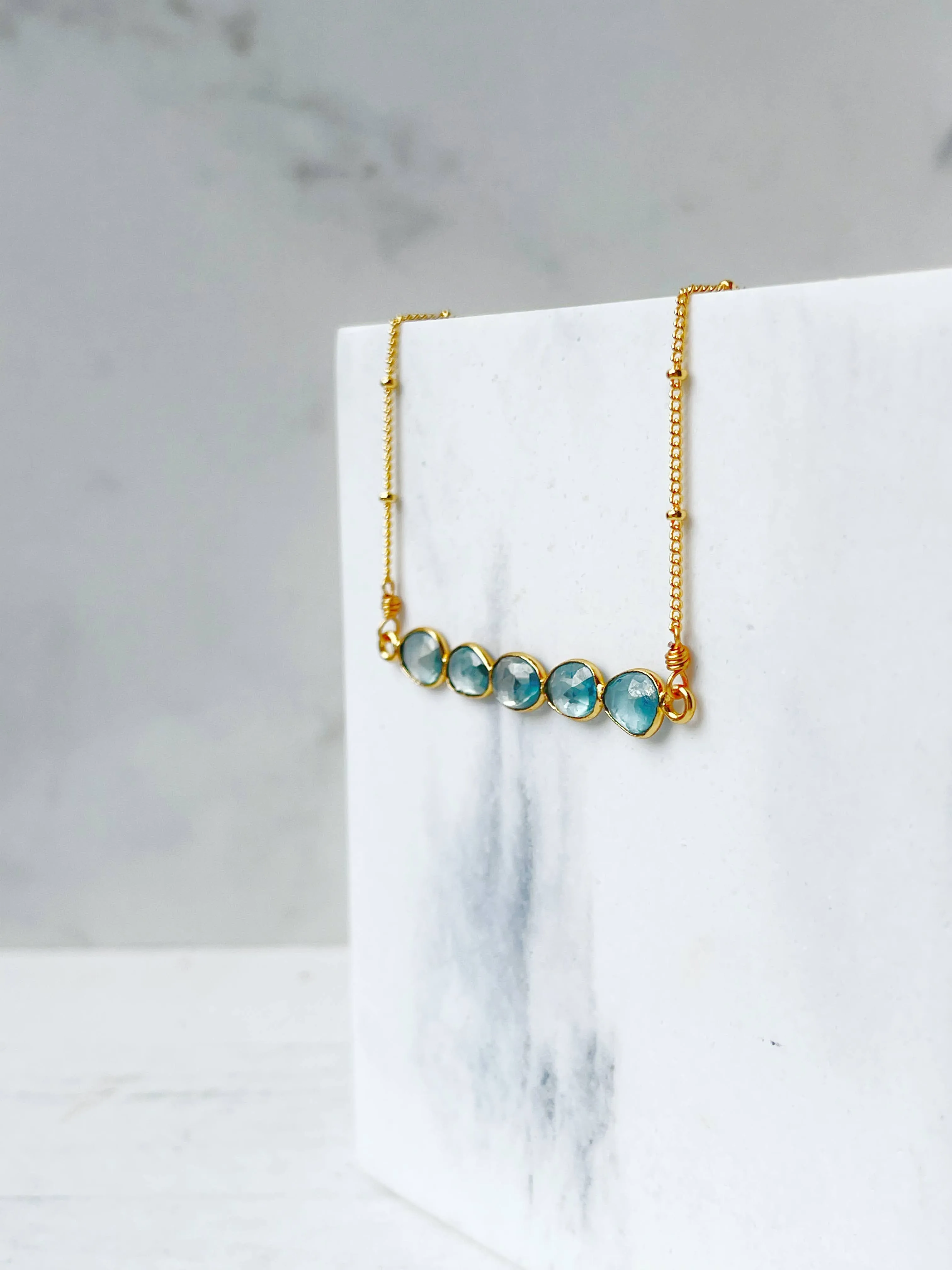 Blue Zircon Gemstone Necklace