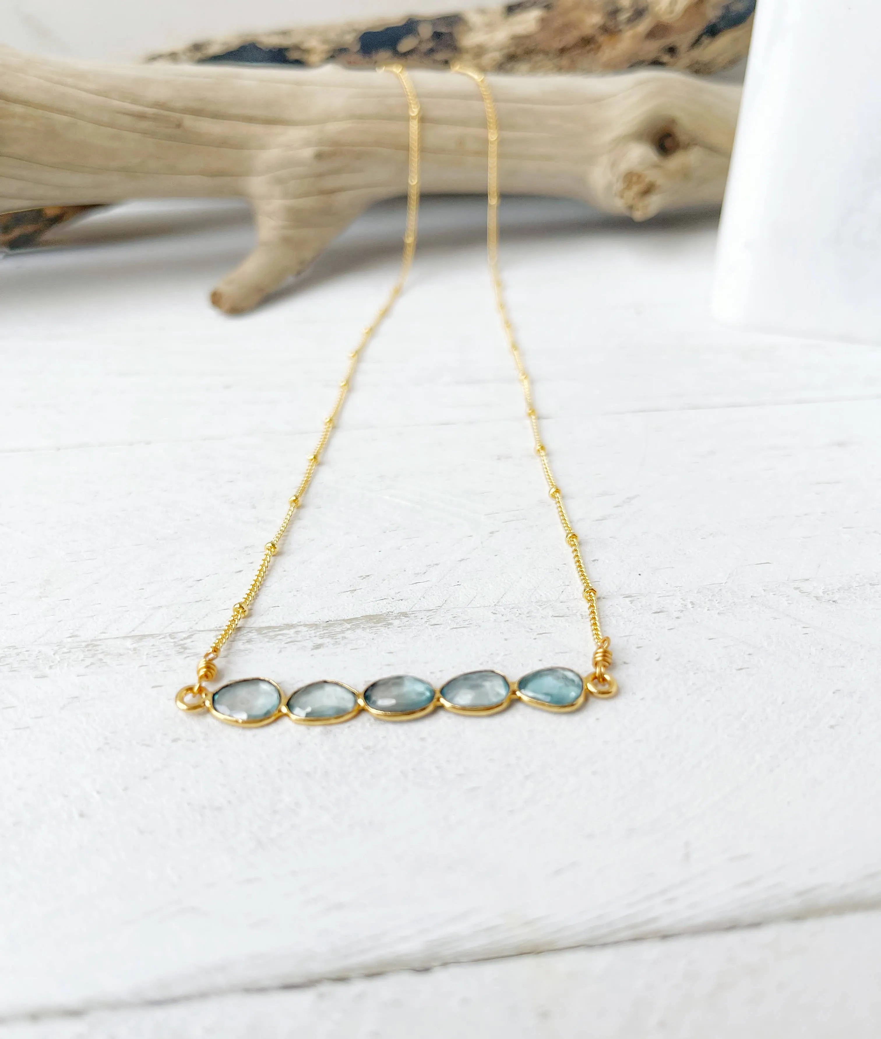 Blue Zircon Gemstone Necklace