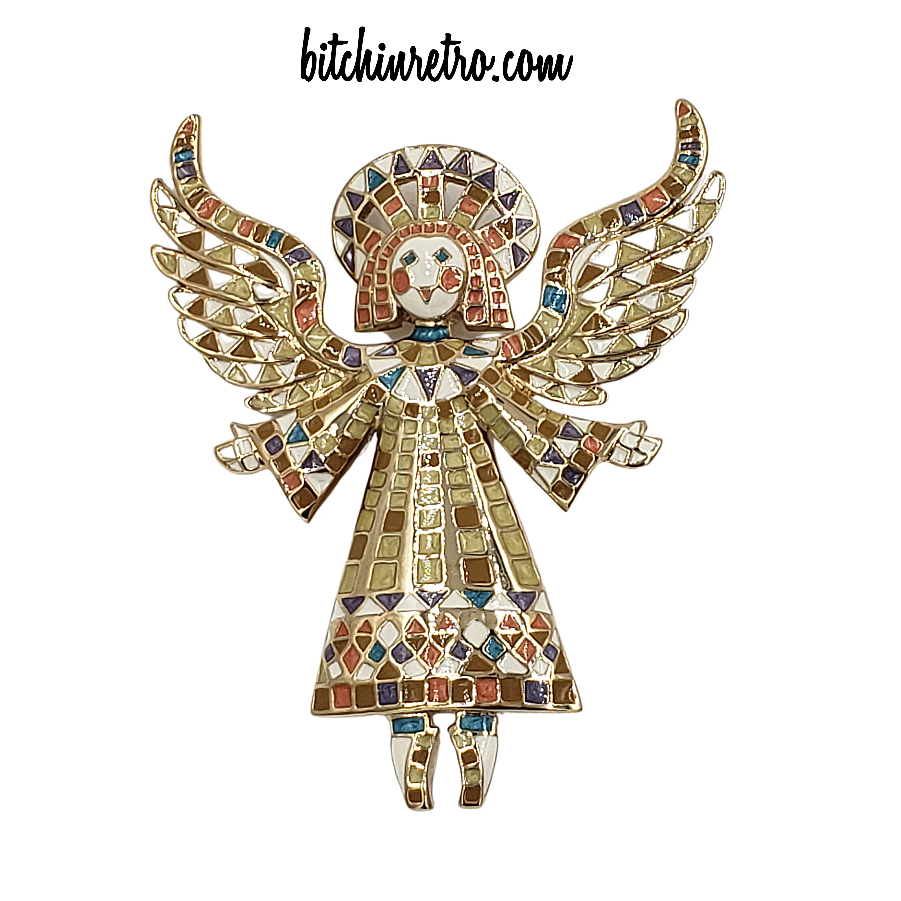 Bob Mackie Vintage Angel Mosaic Brooch
