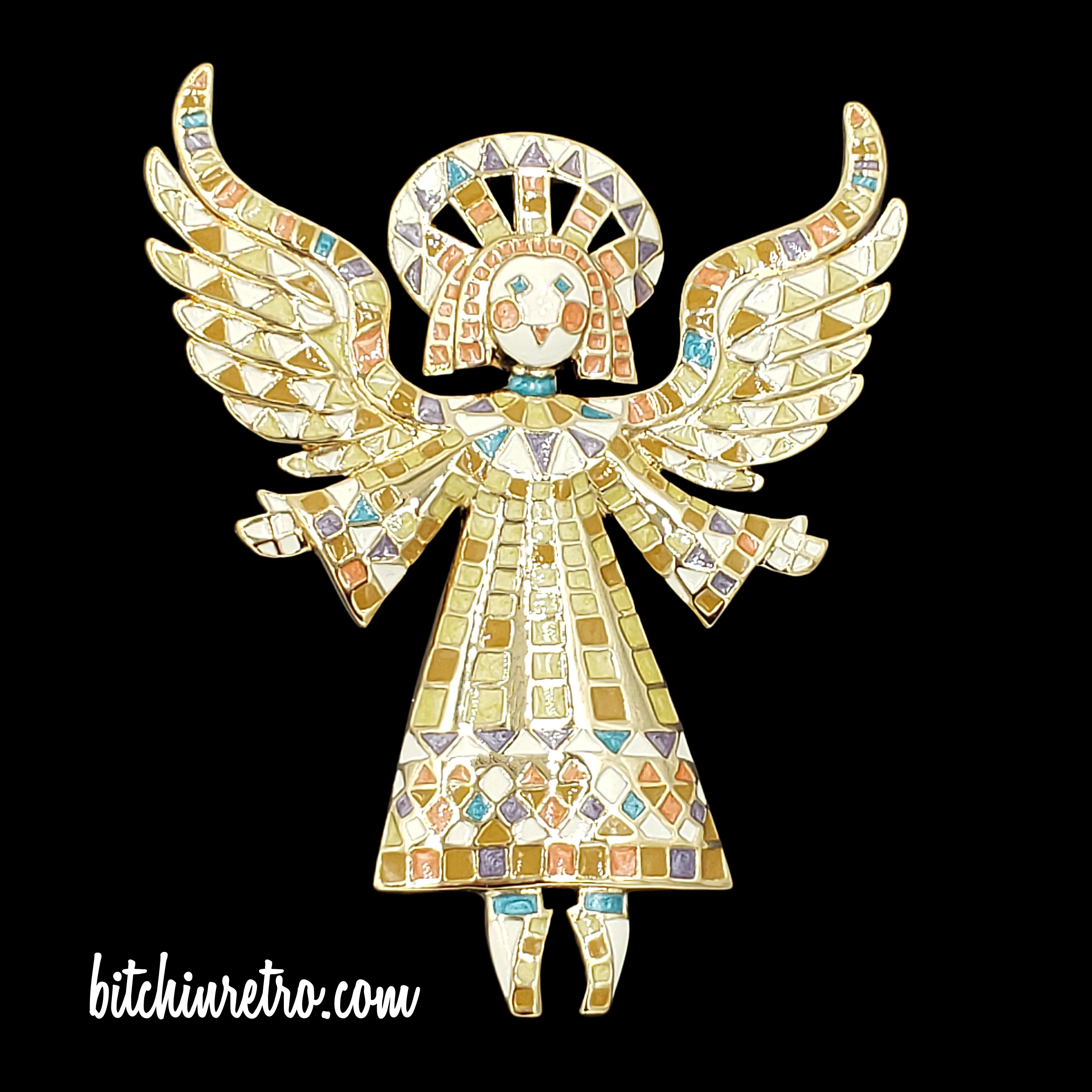 Bob Mackie Vintage Angel Mosaic Brooch