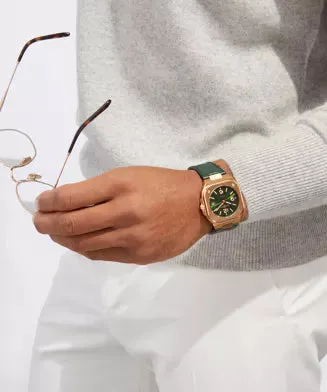BR 05 GREEN GOLD LEATHER STRAP