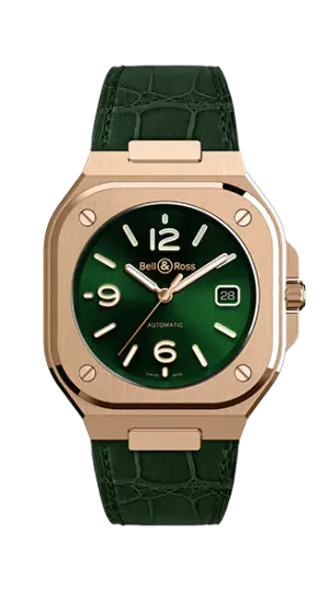 BR 05 GREEN GOLD LEATHER STRAP