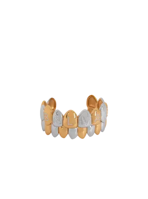 Brass And Crystal Grillz Cuff Bracelet
