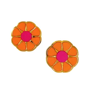 Bright Orange Flower Statement Stud
