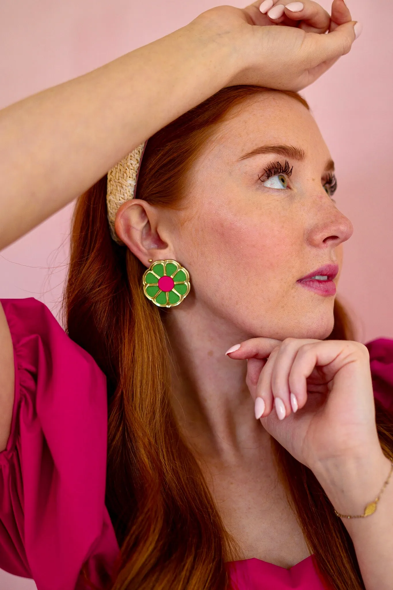 Bright Orange Flower Statement Stud