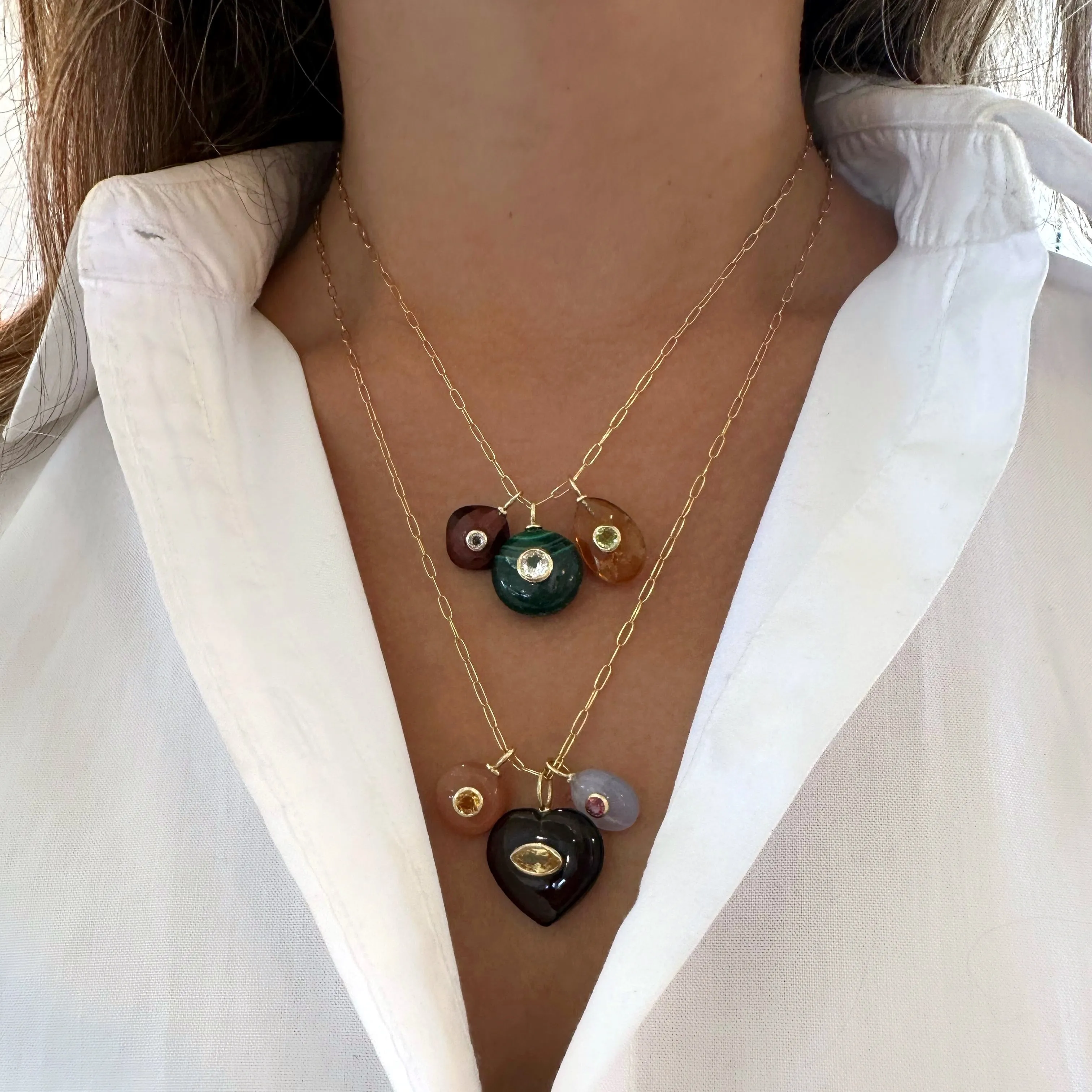 Brown Pallet Natural Stones Charm Necklace