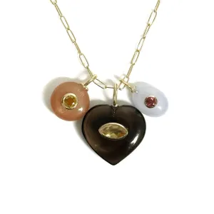Brown Pallet Natural Stones Charm Necklace
