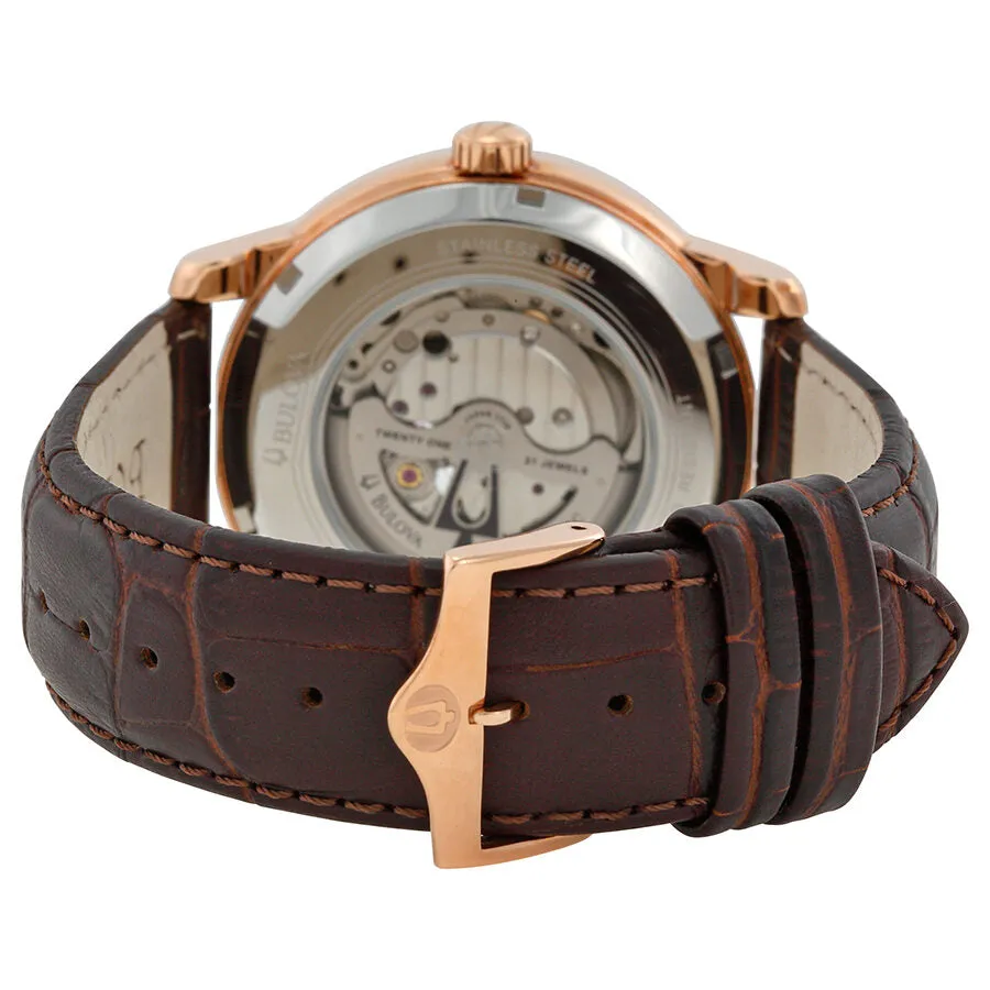 Bulova Mechanical Black Dial Rose Gold-tone Men's Watch 97A109