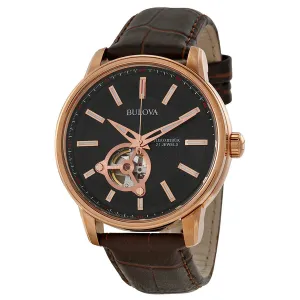 Bulova Mechanical Black Dial Rose Gold-tone Men's Watch 97A109
