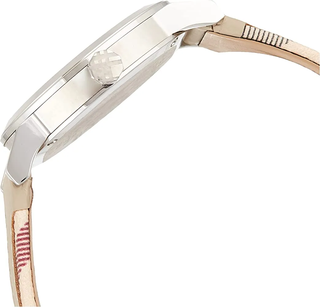 Burberry The City Haymarket White Leather Women's Watch BU9132